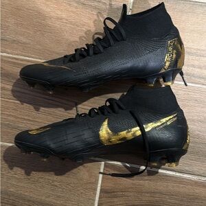 9 US ACC Mercurial Superfly 6 Elite FG Black and Gold
